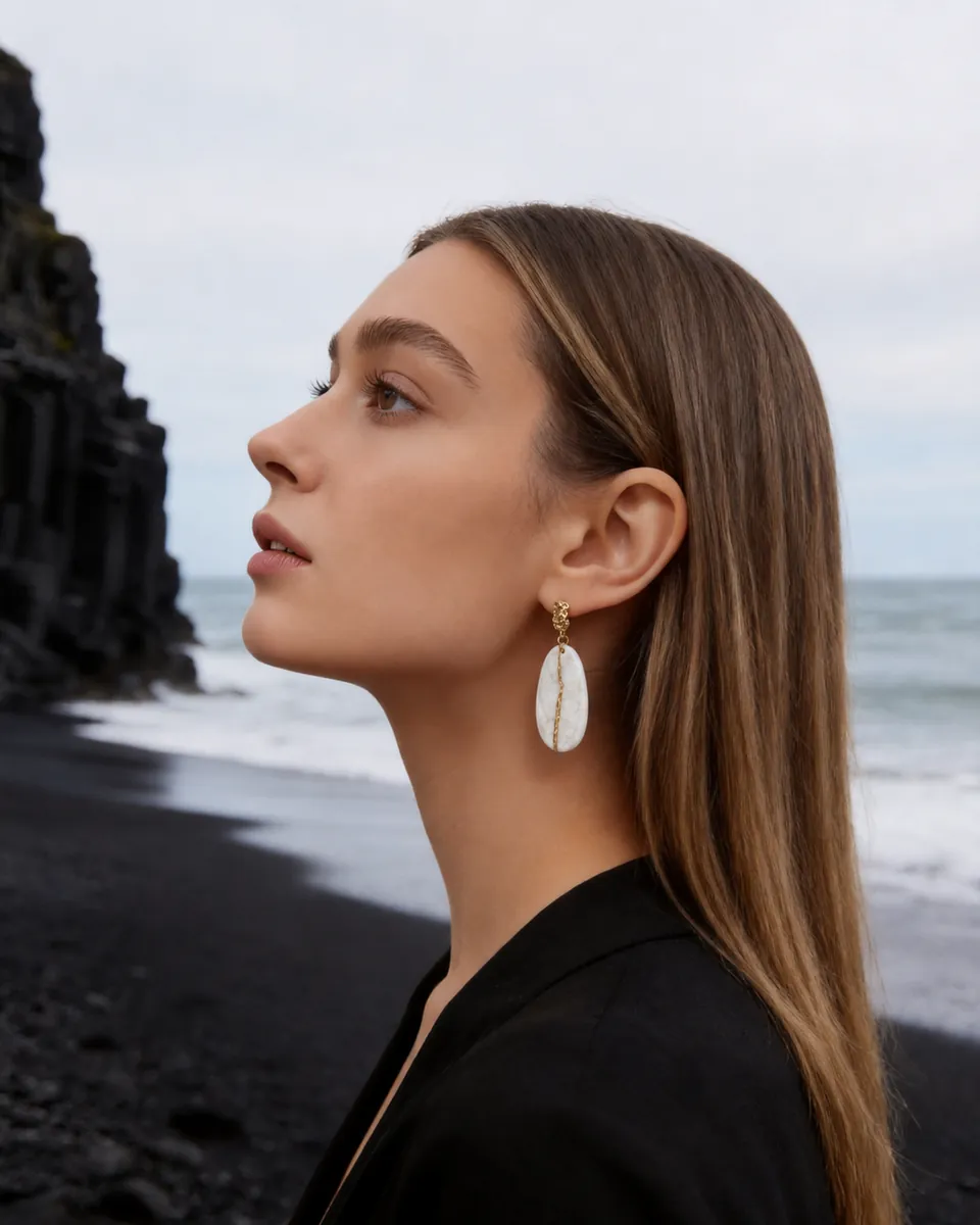 Styling idea for handmade porcelain jewelry by ZELIN ART.