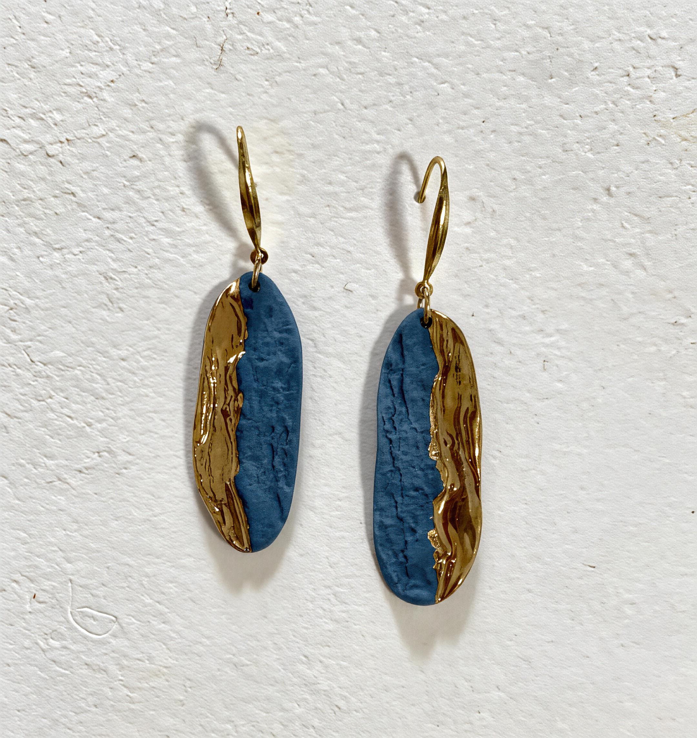 Blue Tide in Golden Trace earrings