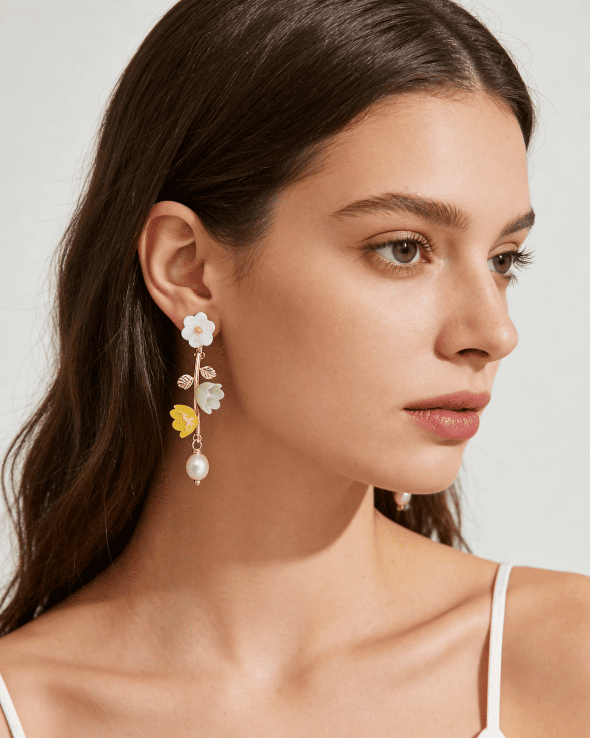 FOREST FLOWERS floral porcelain jewelry collection worn by model